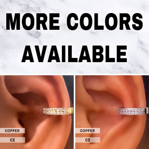 ⚜️𝟯𝟬%𝗢𝗙𝗙 𝗯𝘂𝗻𝗱𝗹𝗲𝘀 𝟯+⚜️ NEW CZ Silver Double Row Paved Thick Cuff Earring - Picture 5 of 7